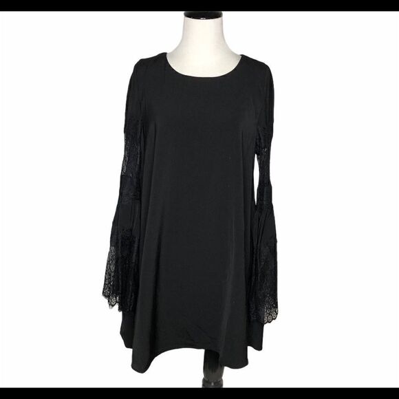Mustard Seed Solid Lace Bell Sleeve Black M NWT - Picture 1 of 8